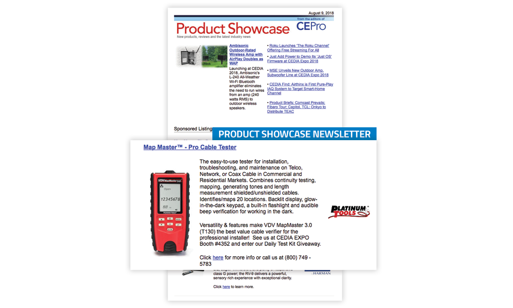 CE Pro Product Showcase Newsletter